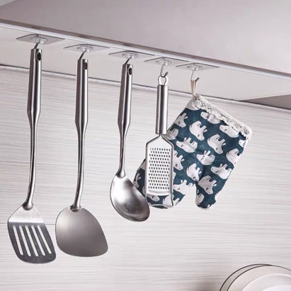 YIDE Adhesive Hooks,Transparent Seamless Stainless Steel Ultra Strong Wall Hooks for Kitchen Bathroom Ceiling Door Utility Hooks(12 PCS)