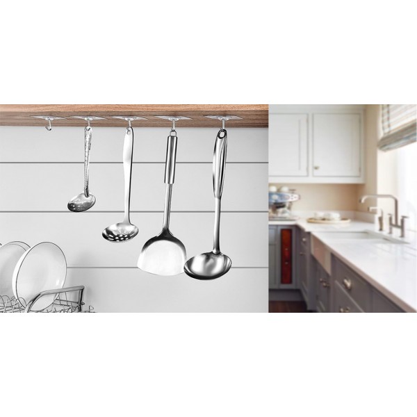 YIDE Adhesive Hooks,Transparent Seamless Stainless Steel Ultra Strong Wall Hooks for Kitchen Bathroom Ceiling Door Utility Hooks(12 PCS)