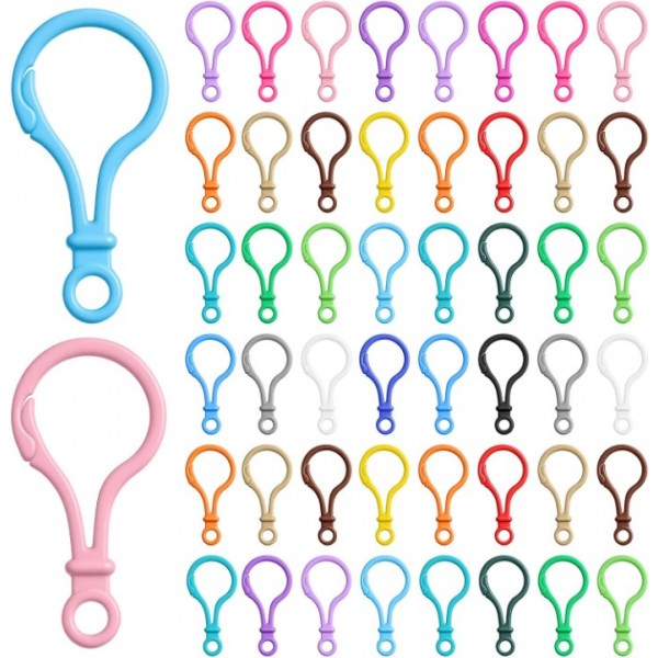 YIDE 50 Pcs Plastic Keychain Clips, Multicolor Lobster Claw Clasps Backpack Key Chain Hooks for DIY Crafts Lanyard Ornaments