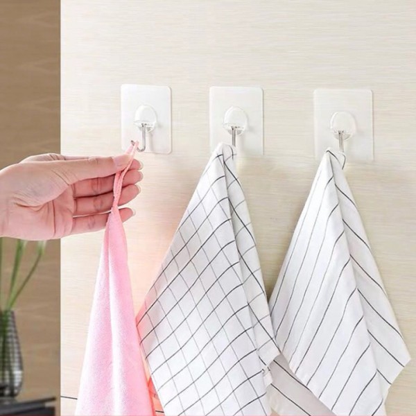 YIDE Adhesive Hooks,Transparent Seamless Stainless Steel Ultra Strong Wall Hooks for Kitchen Bathroom Ceiling Door Utility Hooks(12 PCS)