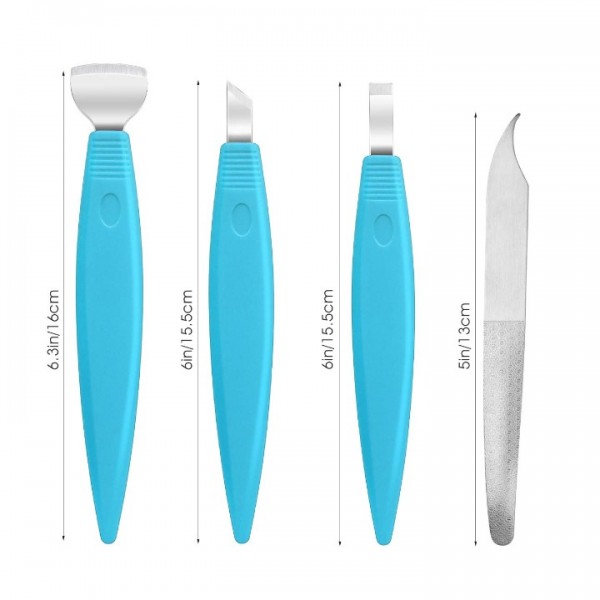 YIDE Pedicure Knife Set - Callus Shavers, Corn and Hard Thick Skin Remover Knives for Foot, Metal Nail File & Nail Lifter - Professional Pedicure Tools with Storage Box (Blue)
