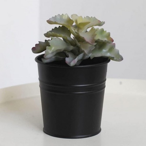 YIDE 5 Pcs Hanging Flower Pots Metal Iron Bucket Planter Pot Metal Bucket Flower Holder with Hook Indoor Outdoor Decor for Railing Fence Balcony Garden (Black)