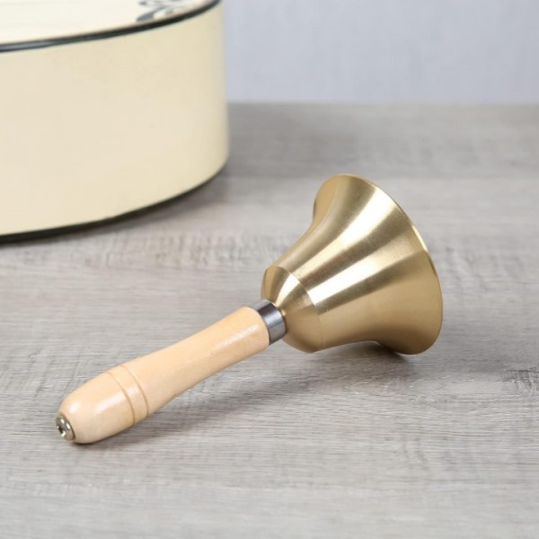 YIDE Extra Loud Solid Brass Hand Call Bell with Wooden Handle