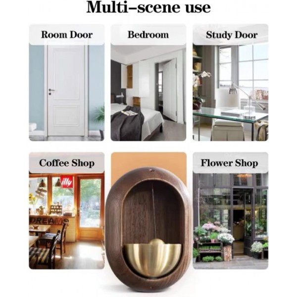 YIDE Shopkeepers Bell, Decorative Fridge Magnets, Magnetically-Attached Wood Doorbell, Door Chime for Business When Entering & Lightweight Unique Bell for Door Wall Store Wardrobe Décor