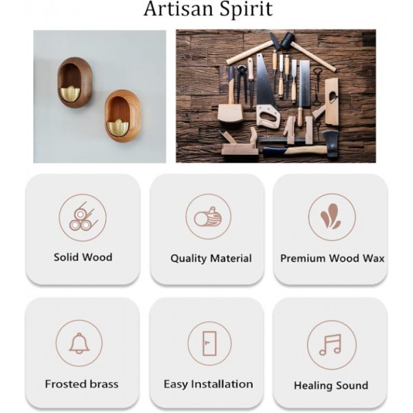 YIDE Shopkeepers Bell, Decorative Fridge Magnets, Magnetically-Attached Wood Doorbell, Door Chime for Business When Entering & Lightweight Unique Bell for Door Wall Store Wardrobe Décor