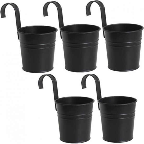YIDE 5 Pcs Hanging Flower Pots Metal Iron Bucket P...