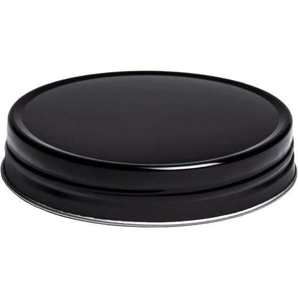 YIDE Rust-Proof Wide Mouth Aluminum Metal Mason Jar Lids Leak-Proof 12-Pack (Black)