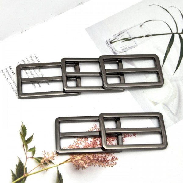 YIDE 10pcs Metal Slide Tri-Glide Buckle Webbing Strap Adjustable Buckle Fasteners for Strap Keeper Leathercraft Bag Belt Bags DIY Accessories (Gunmetal, 1-1/2 inch)