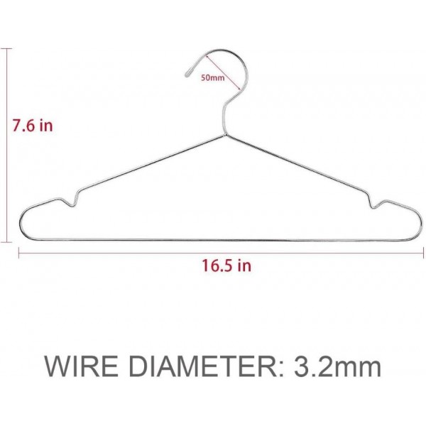 YIDE Wire Hangers 40 Pack Stainless Steel Strong Metal Coat Hanger Clothes 16.5 Inch