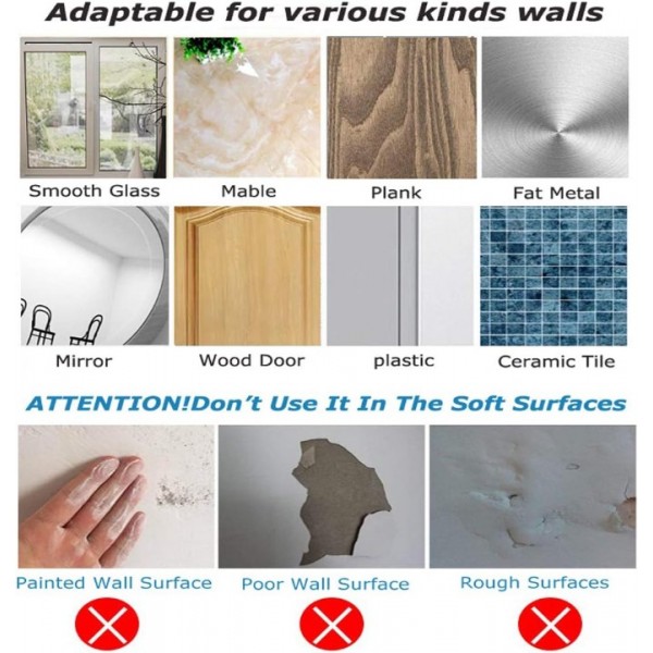 YIDE  Wall Hooks, Quick Stick Adhesive, Removeable, 4 Wall Hooks, Hang Decorations Without Damaging Walls, up to 10lbs., White