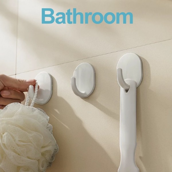 YIDE  Wall Hooks, Quick Stick Adhesive, Removeable, 4 Wall Hooks, Hang Decorations Without Damaging Walls, up to 10lbs., White