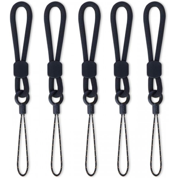 YIDE Ring Lanyards Black Finger Strap 5 Pack Short...